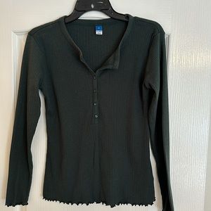 Women’s Old Navy ribbed long sleeve shirt / top / sweater Size M Medium Dk green